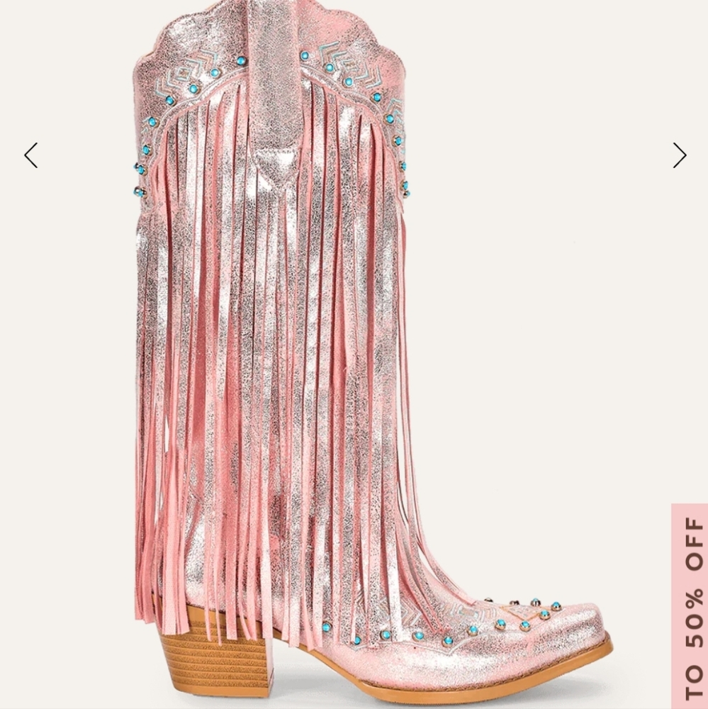 Pink tassel fringe cowgirl boots